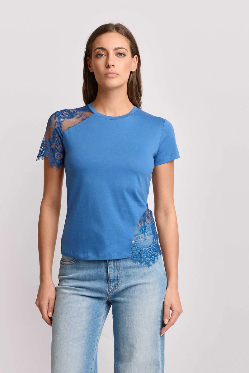 Kocca T-shirt Girocollo con Inserti in Pizzo donna
