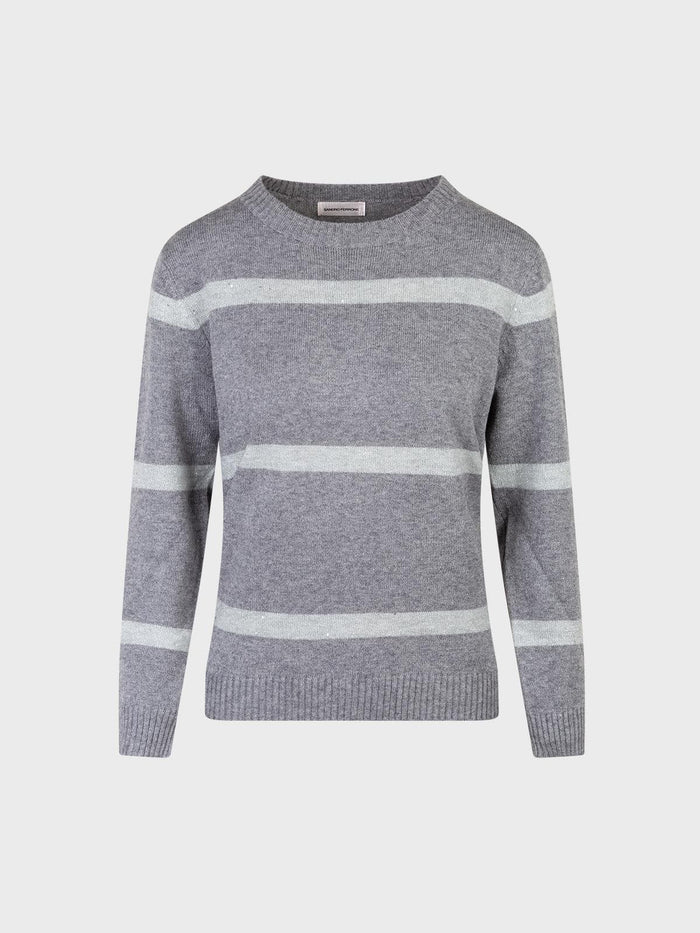 Sandro Ferrone Maglione Girocollo Grigio a Righe