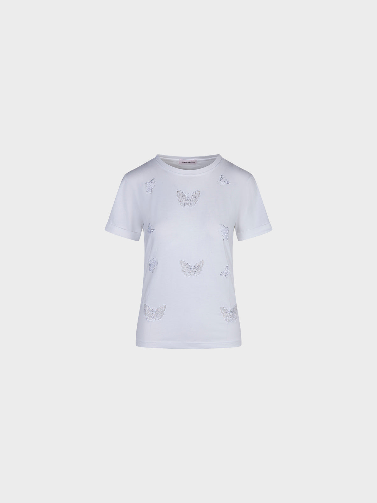 Sandro Ferrone T-shirt Girocollo con Ricami a Farfalla donna