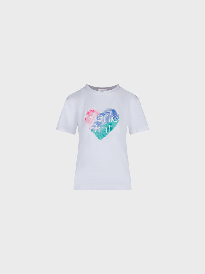 Sandro Ferrone T-shirt Girocollo con Grafica a Cuore Multicolore donna
