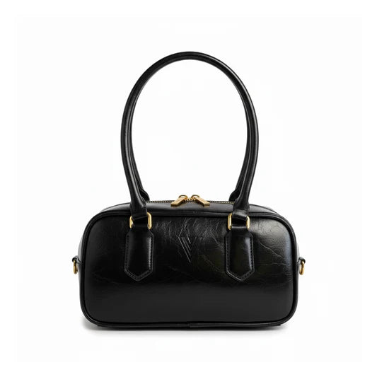 Borsa Bauletto in pelle con logo nero