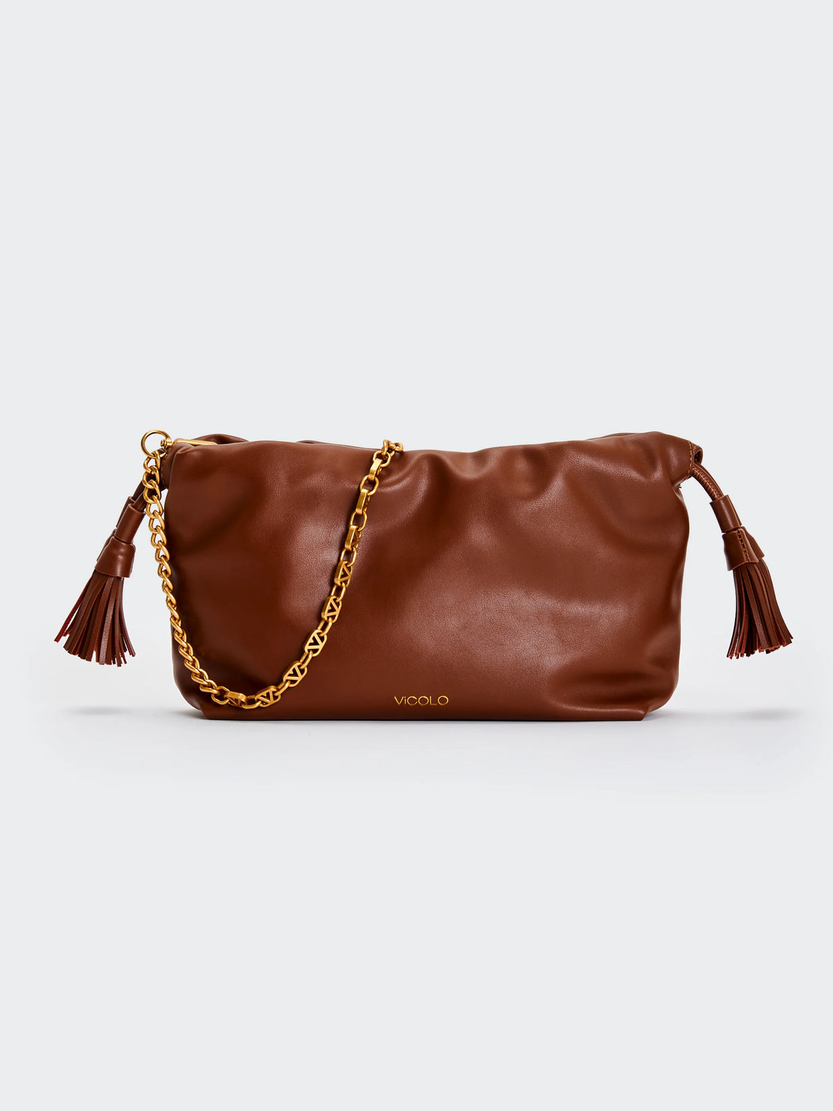 Borsa a spalla Tassel bag small fondente