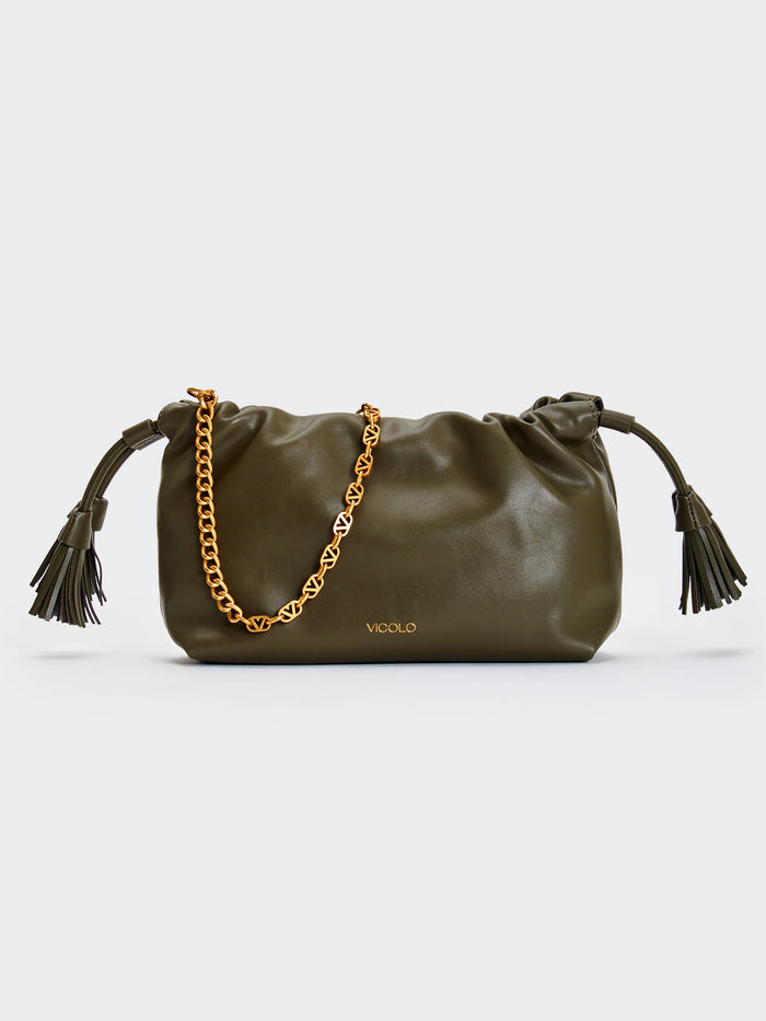 Borsa a spalla Tassel bag small militare