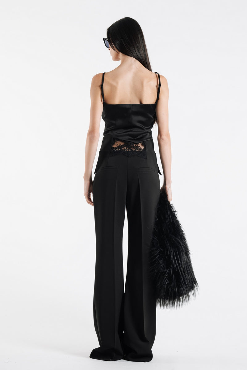 Babylon Pantaloni Nero Inserti in Pizzo