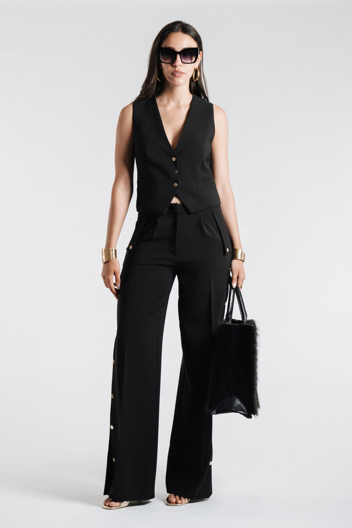 Babylon Gilet Nero Bottoni Dorati