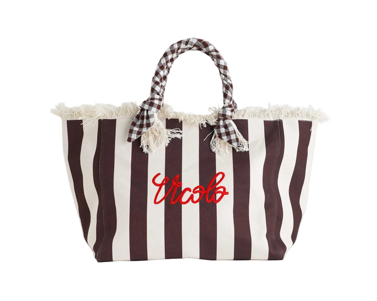 Borsa a mano in canvas maxi bag stripes