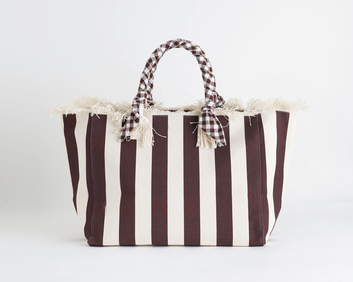 Borsa a mano in canvas maxi bag stripes