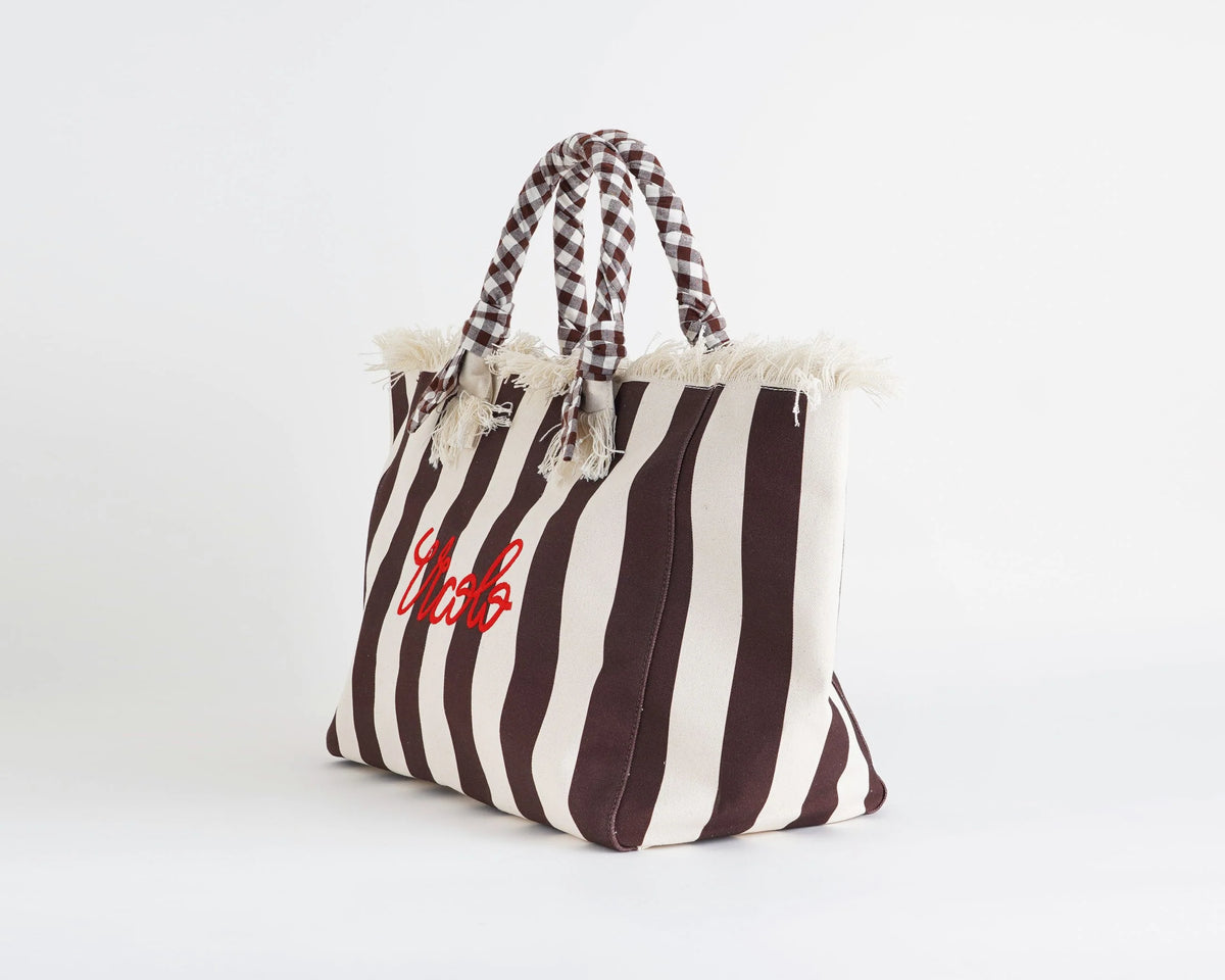 Borsa a mano in canvas maxi bag stripes